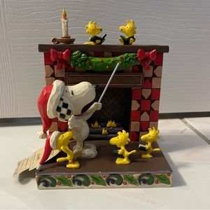 Jim Shore Peanuts Snoopy Woodstock & Friends Fireplace- Fireside Carols